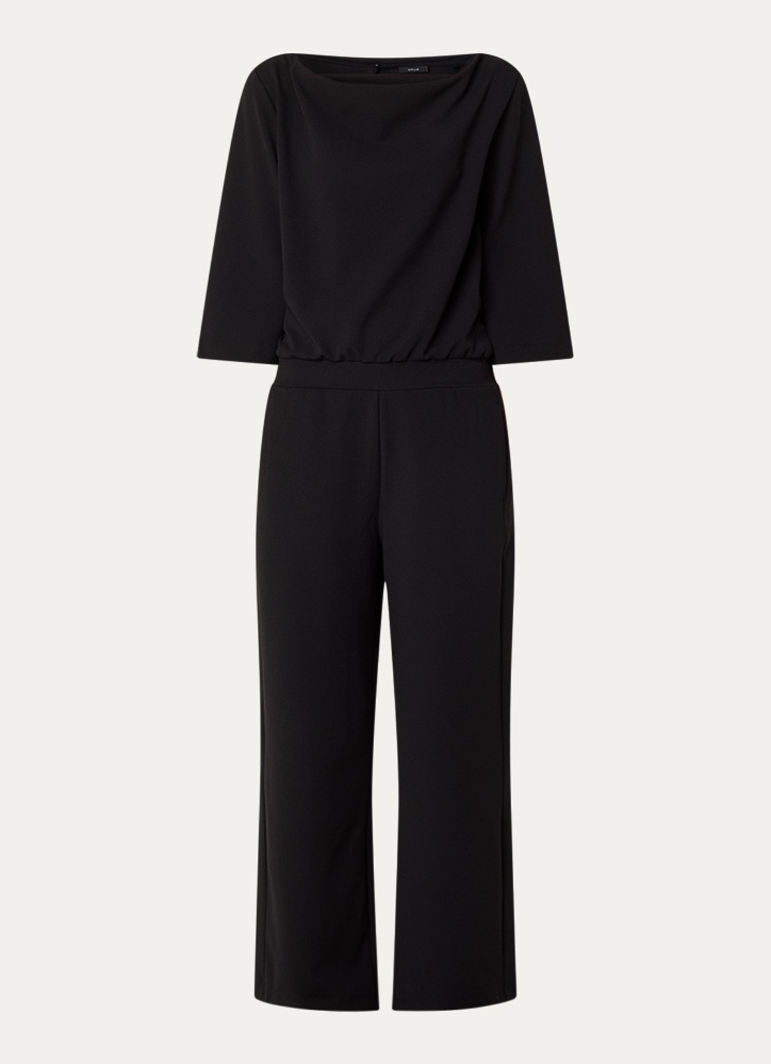 OPUS Mefiza Night loose fit jumpsuit met steekzakken - voorkant zwart