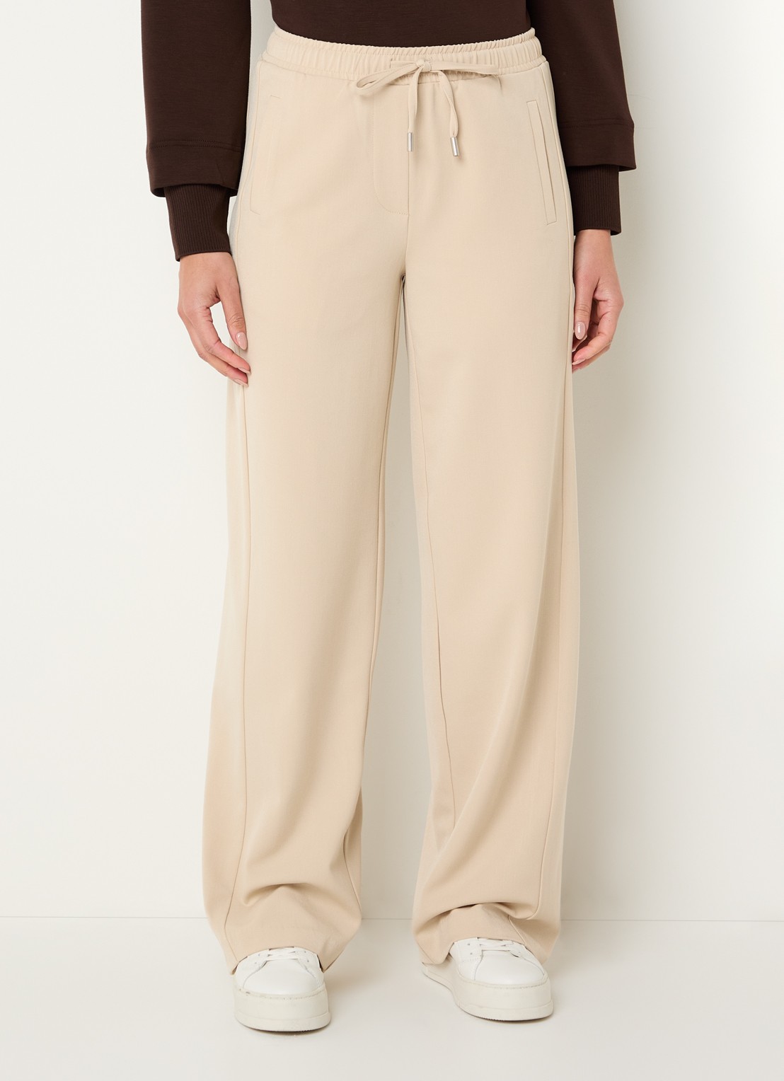 OPUS Melane high waist loose fit broek met steekzakken - detail 3 zand