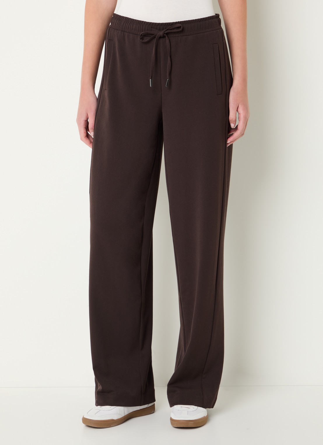 OPUS Melane high waist loose fit broek met steekzakken - detail 4 donkerbruin