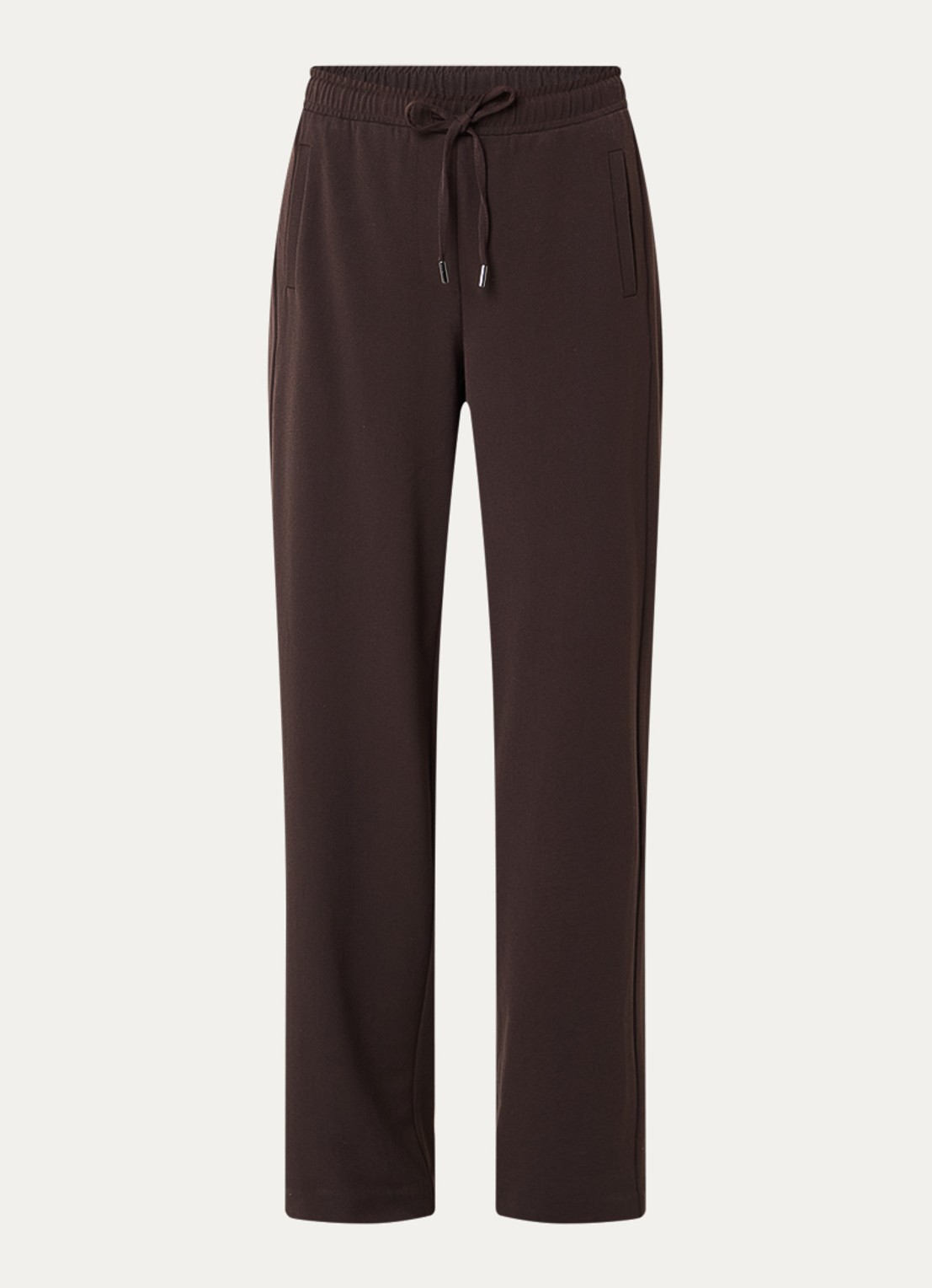 OPUS Melane high waist loose fit broek met steekzakken - voorkant donkerbruin