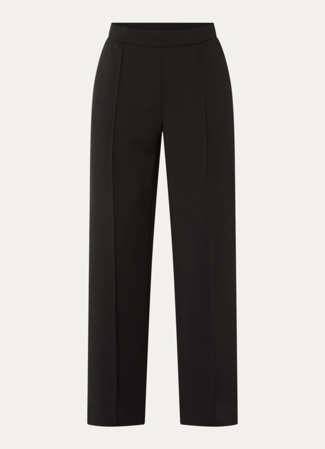OPUS Melane high waist straight fit pantalon van travelstof met steekzakken - voorkant 3 zwart