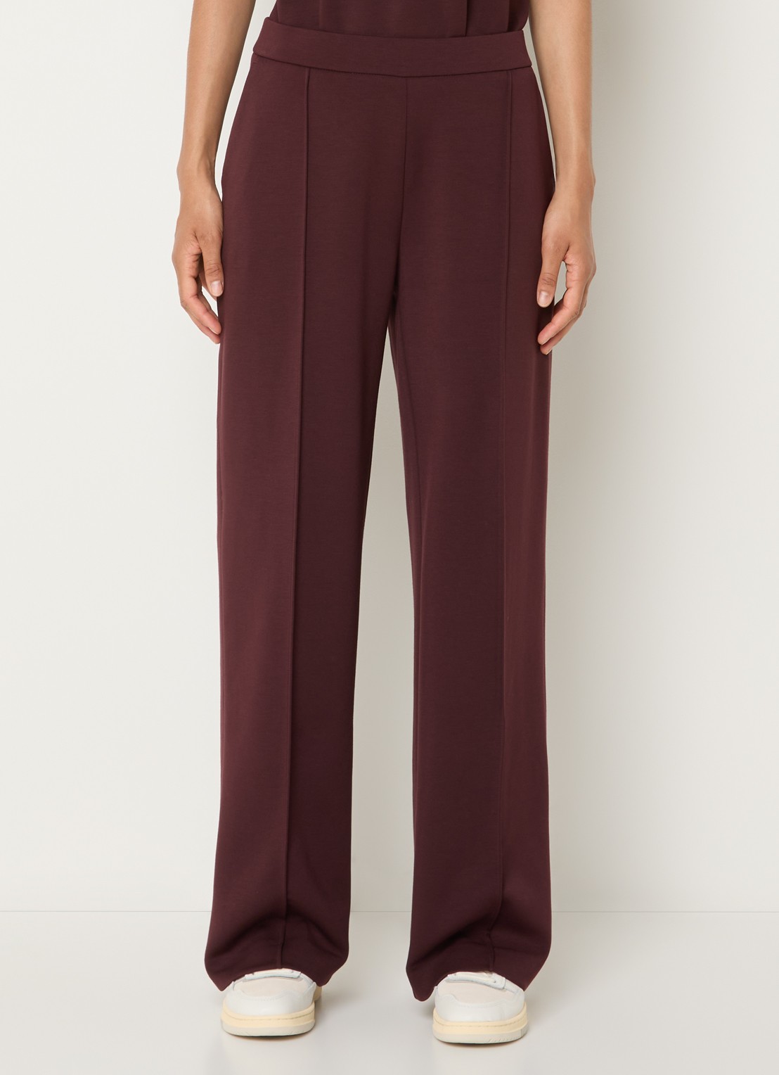 OPUS Melane high waist straight fit pantalon van travelstof met steekzakken - detail kersenrood