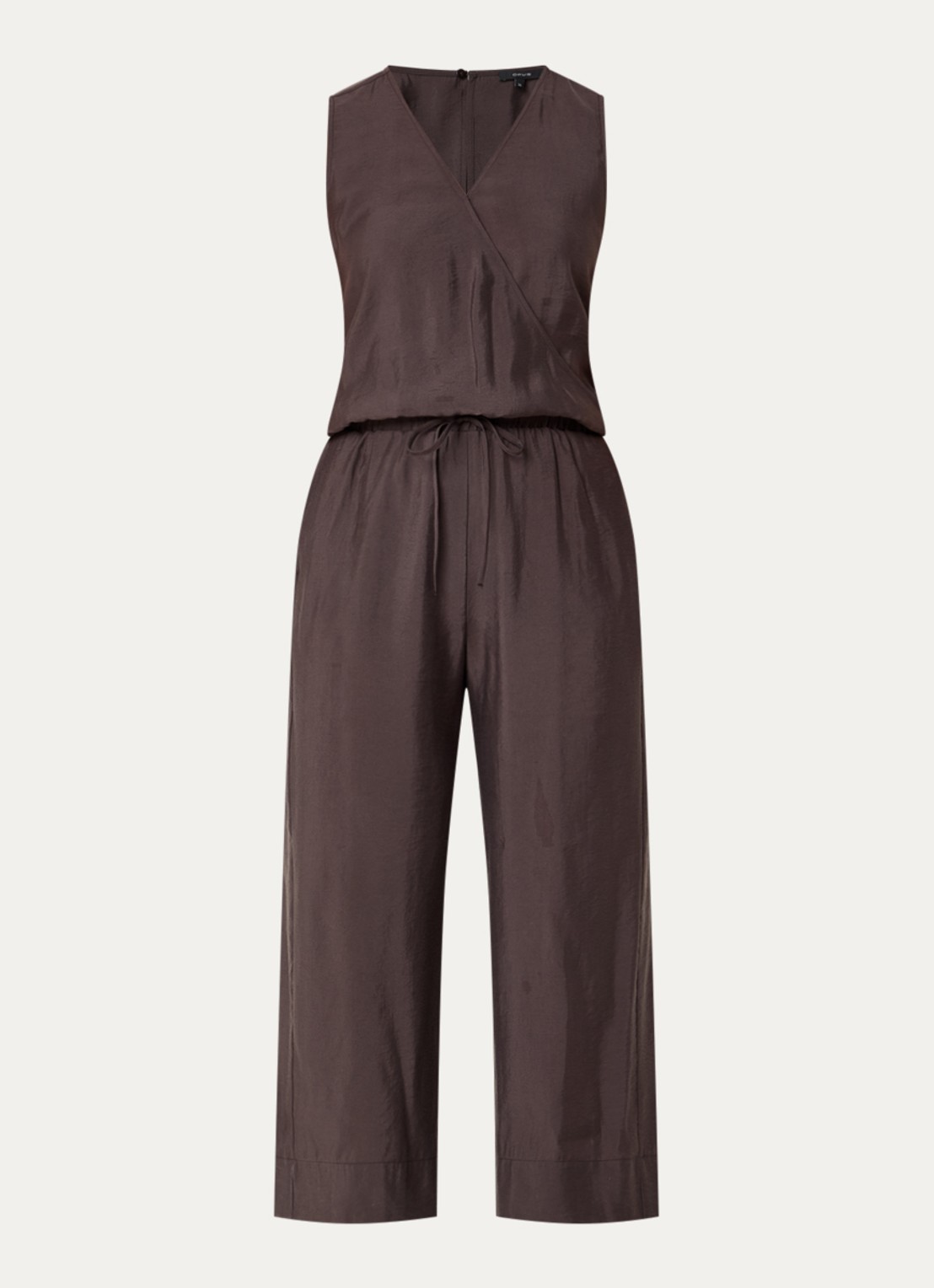 OPUS Mellao wide fit jumpsuit met steekzakken - voorkant 3 donkerbruin