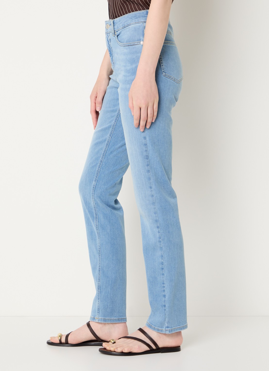 OPUS Melly Base mid waist slim fit jeans met lichte wassing - detail 3 indigo