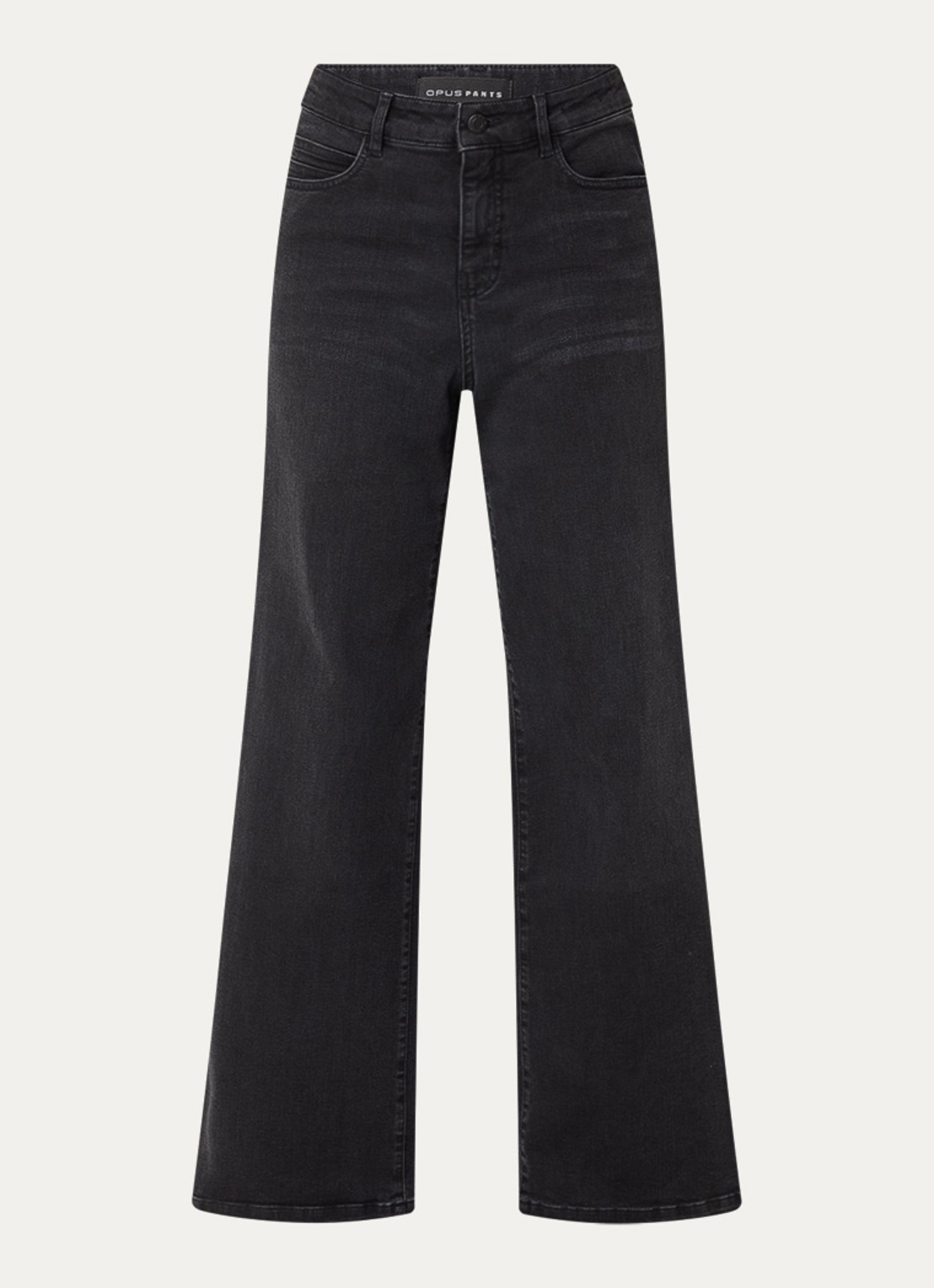 OPUS Melly high waist loose fit jeans met donkere wassing - voorkant 2 zwart