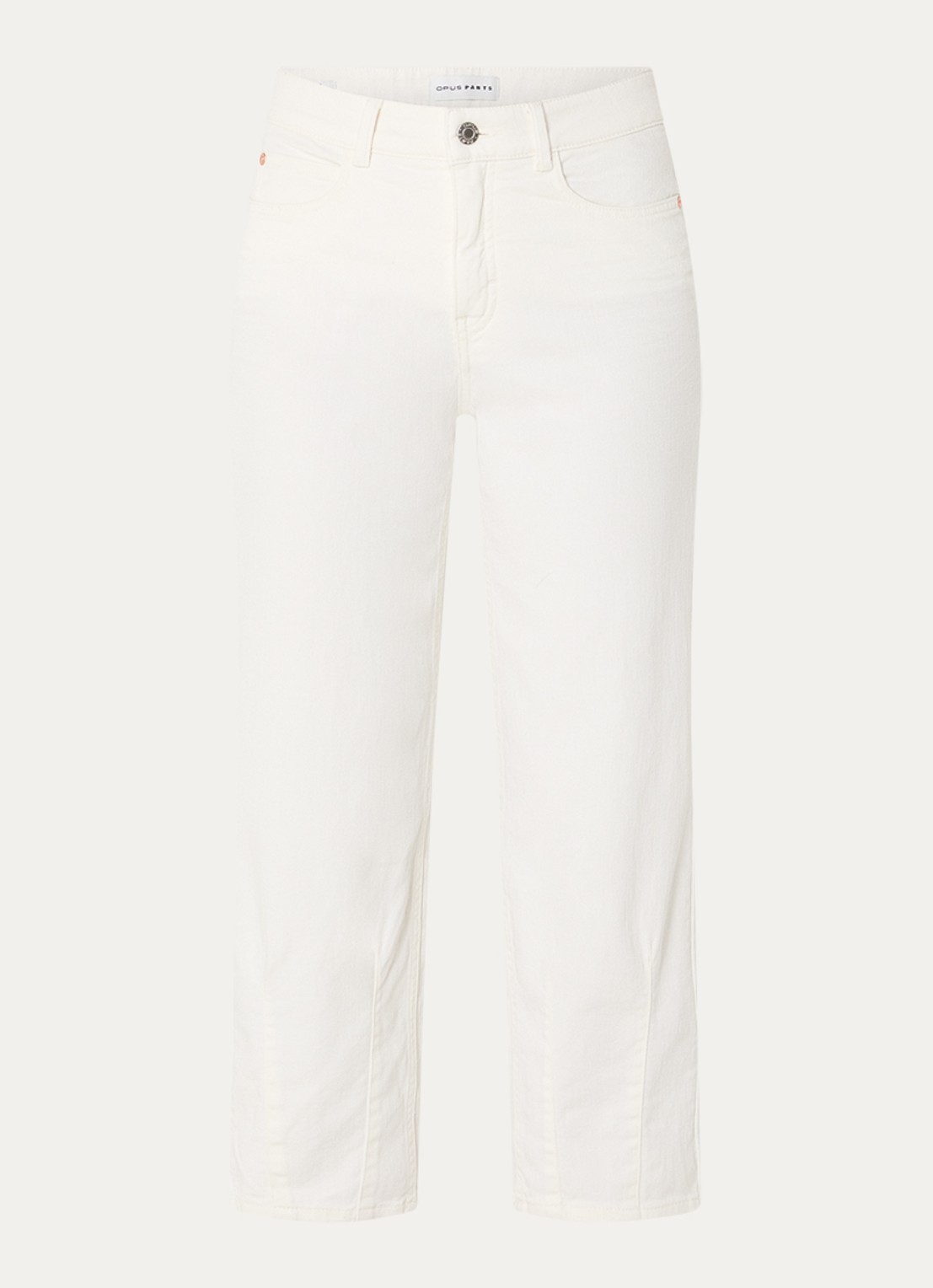 OPUS Melly high waist straight leg cropped jeans met gekleurde wassing - voorkant gebroken wit