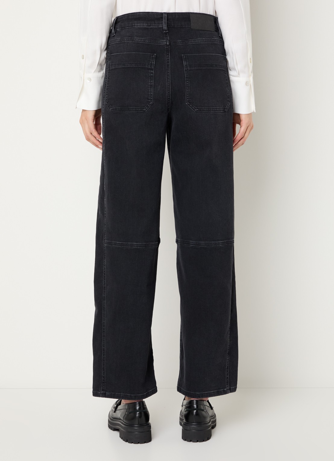 OPUS Melly mid waist tapered jeans met steekzakken - achterkant antraciet