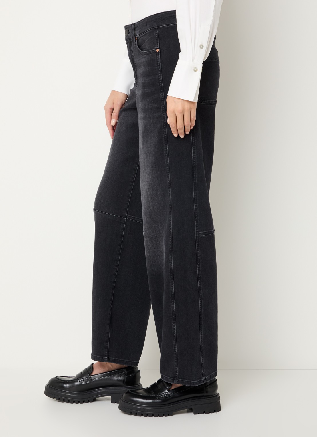 OPUS Melly mid waist tapered jeans met steekzakken - detail 5 antraciet