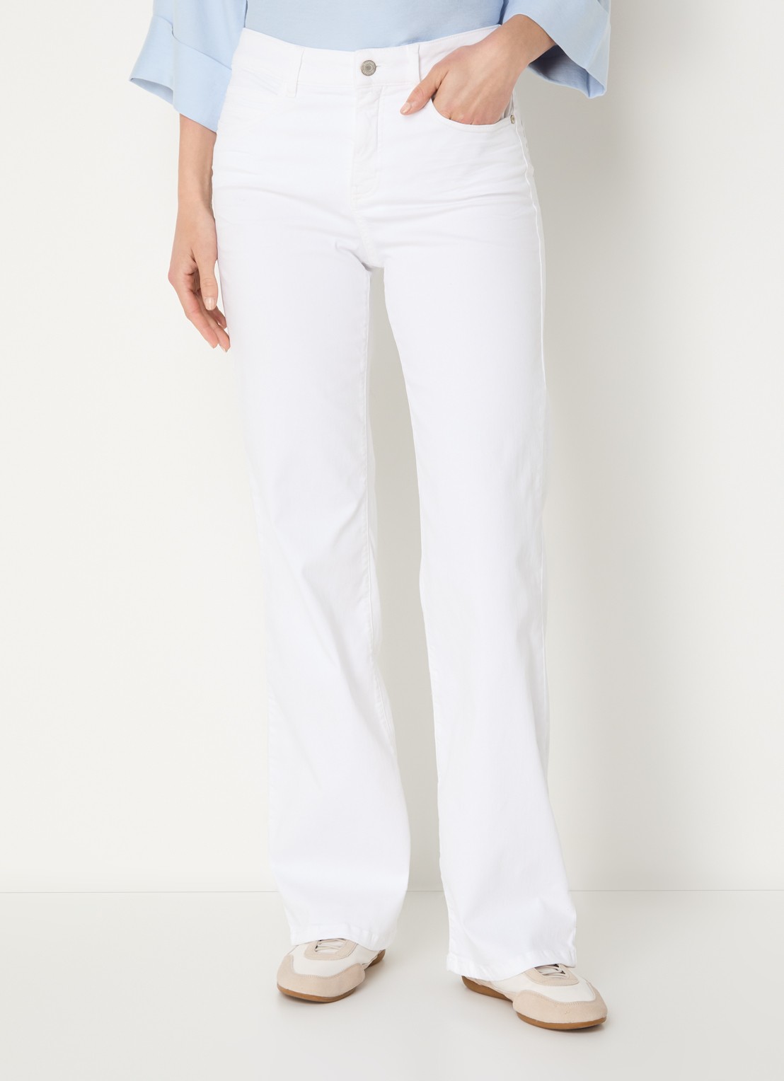 OPUS Melly Modern mid waist slim fit jeans met steekzakken - detail 4 wit