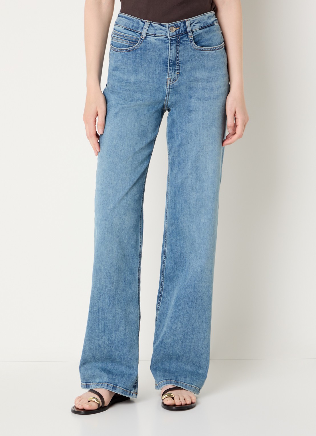 OPUS Melly Modern mid waist straight leg jeans met medium wassing - detail 3 indigo