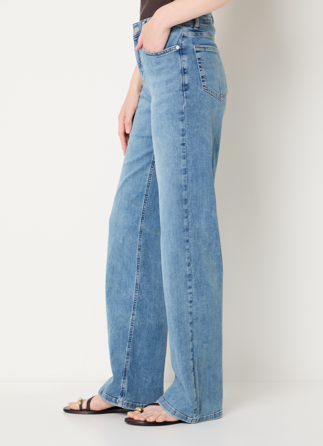 OPUS Melly Modern mid waist straight leg jeans met medium wassing - detail 4 indigo