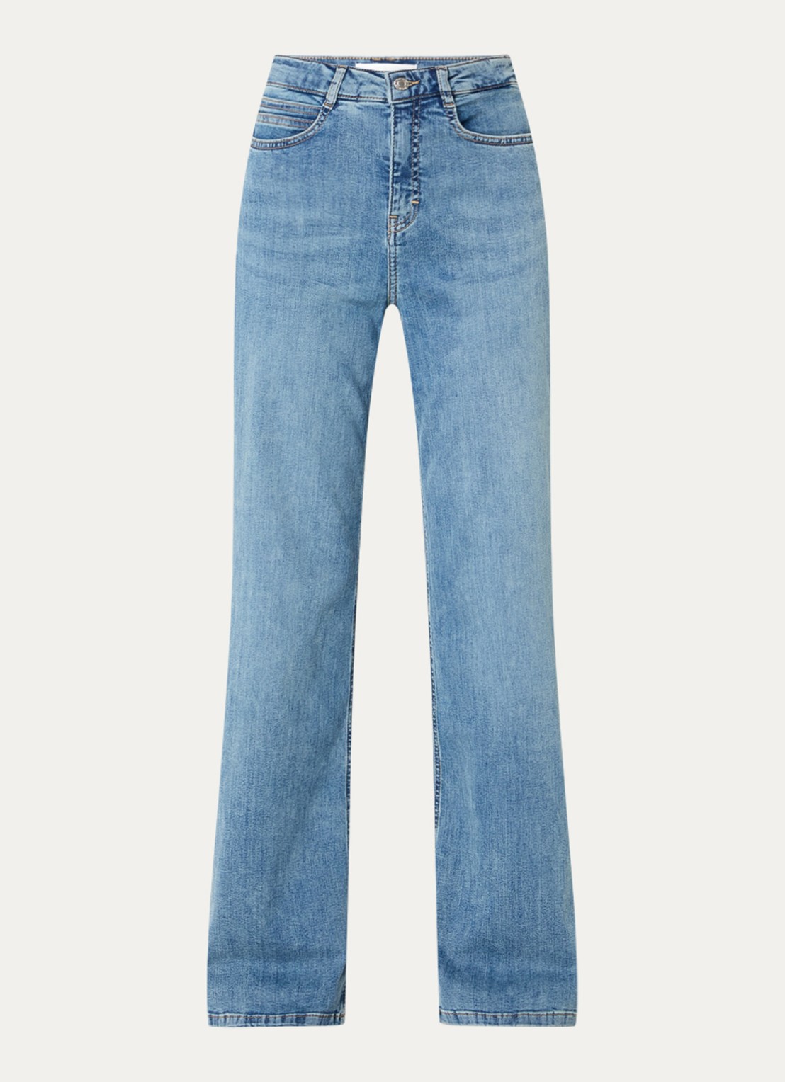 OPUS Melly Modern mid waist straight leg jeans met medium wassing - voorkant indigo