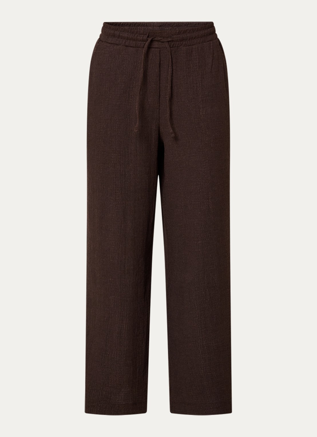 OPUS Mileni high waist loose fit pantalon met structuur - voorkant 3 bruin