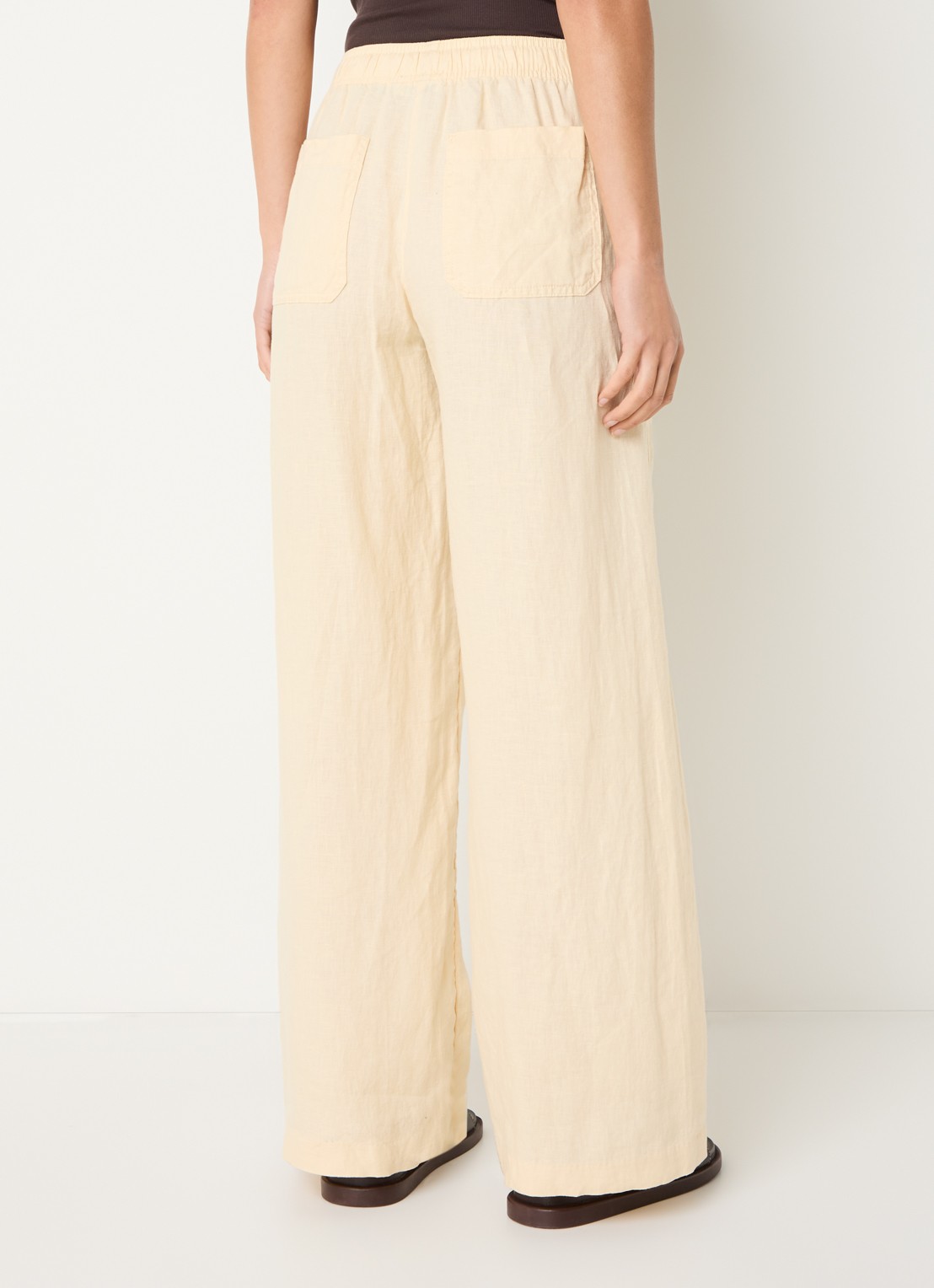 OPUS Mileni high waist wide fit pantalon met steekzakken - achterkant 2 geel