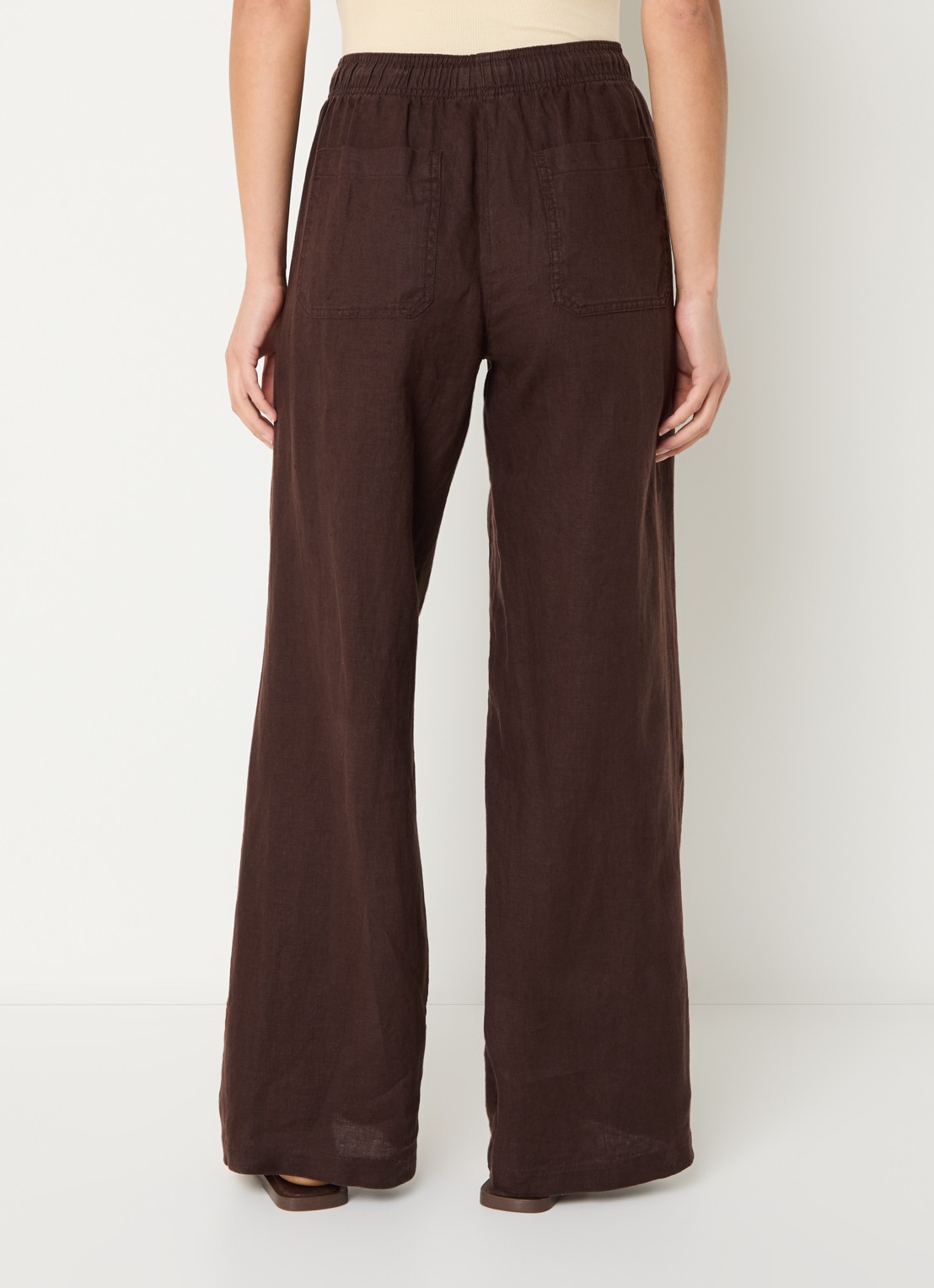 OPUS Mileni high waist wide fit pantalon met steekzakken - achterkant 3 bruin