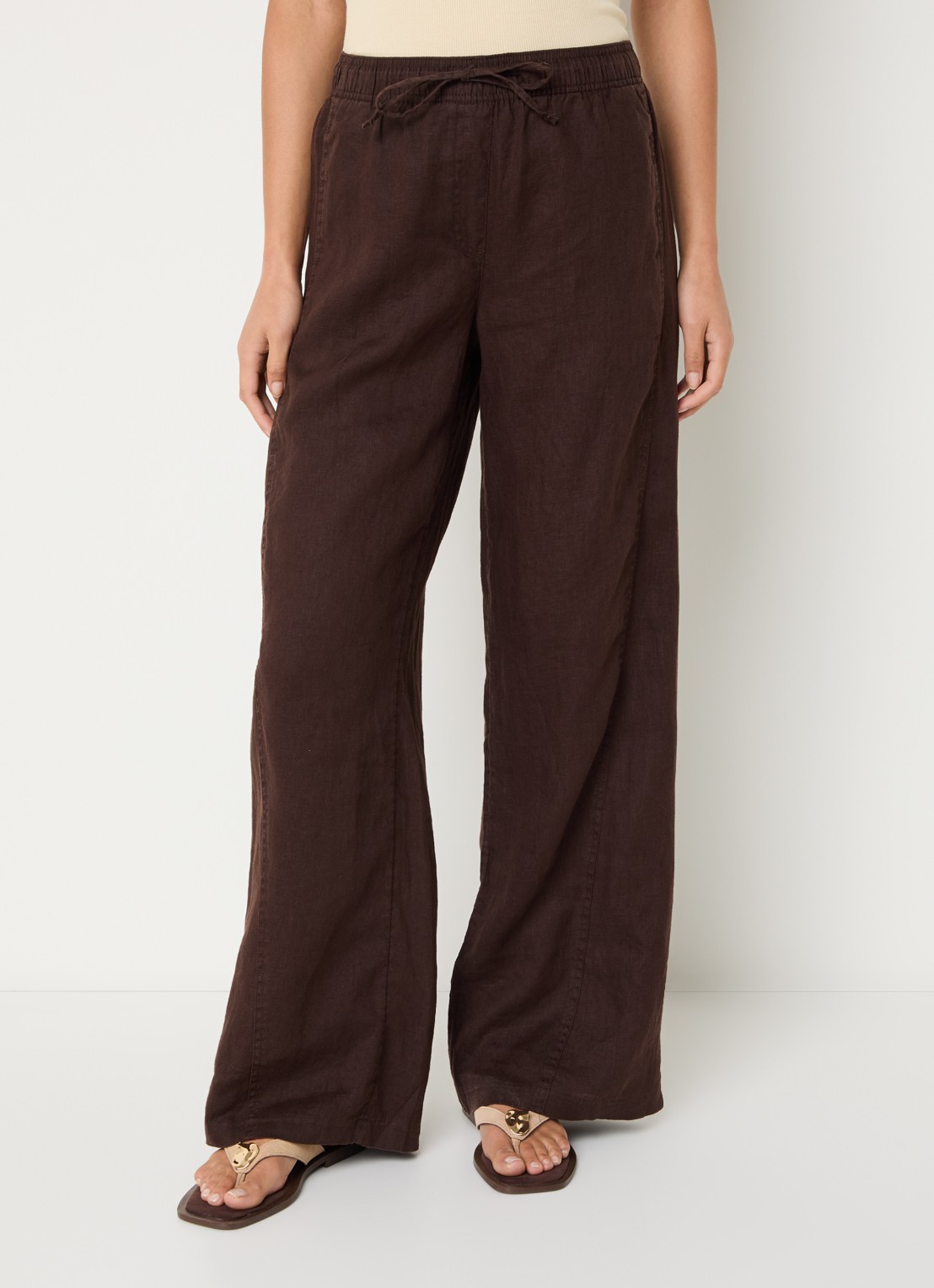 OPUS Mileni high waist wide fit pantalon met steekzakken - detail 4 bruin