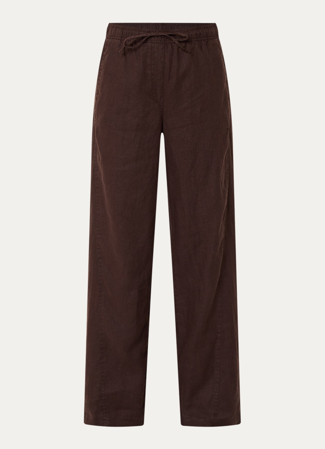 OPUS Mileni high waist wide fit pantalon met steekzakken - voorkant bruin