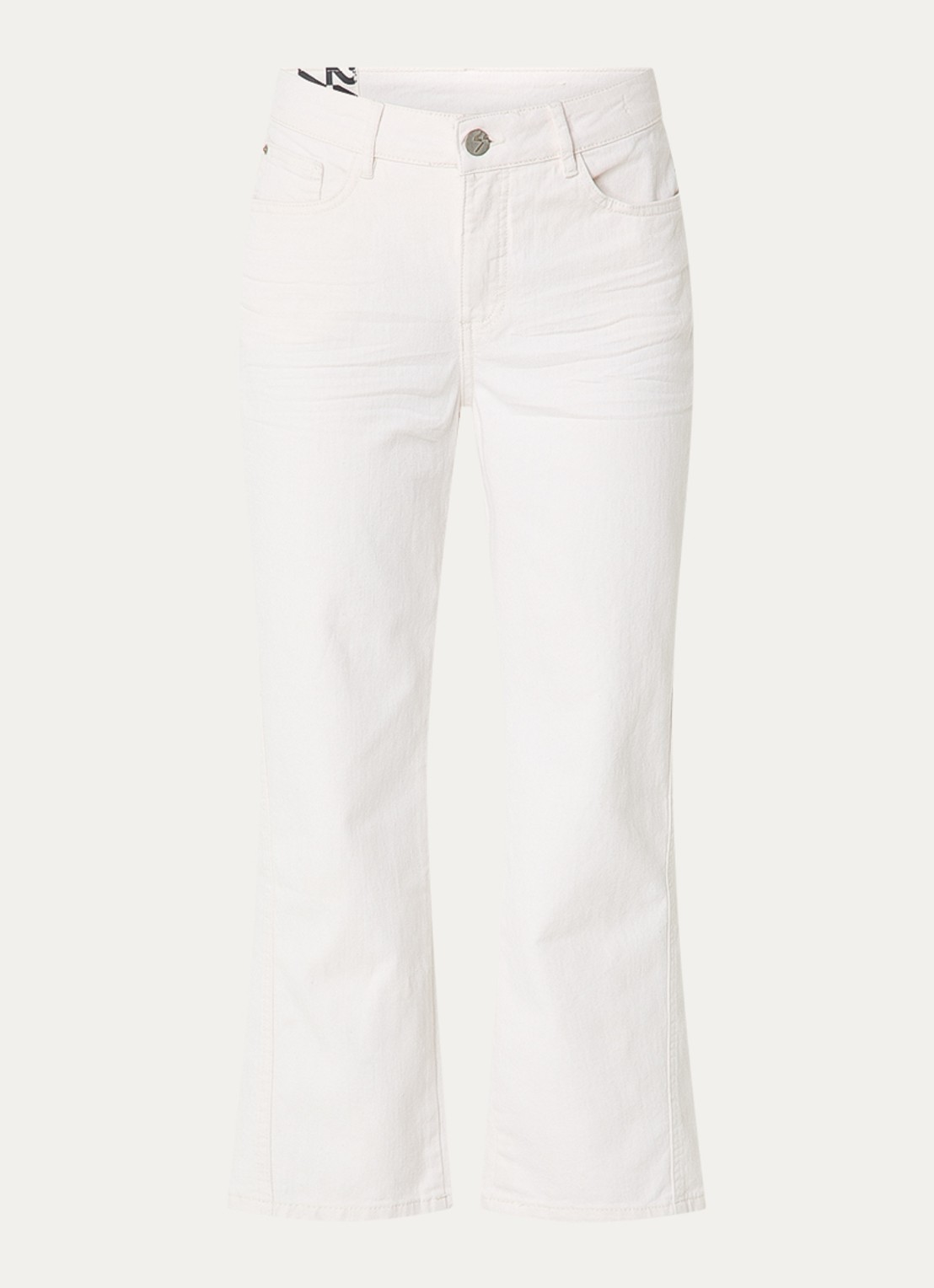 OPUS Minah Honest mid waist straight leg cropped jeans met steekzakken - voorkant beige