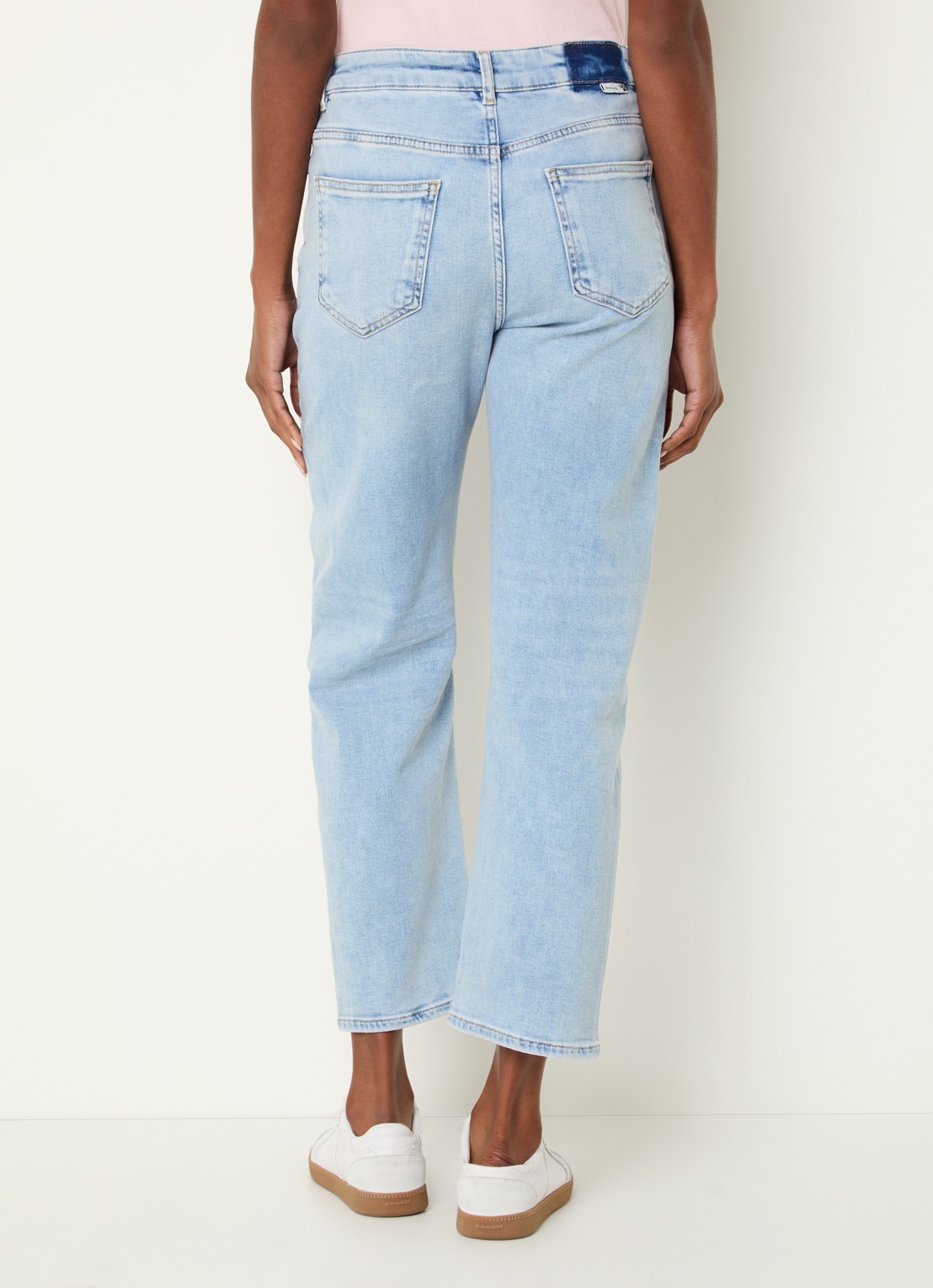 OPUS Minah Honest mid waist straight leg cropped jeans met steekzakken - achterkant 5 indigo