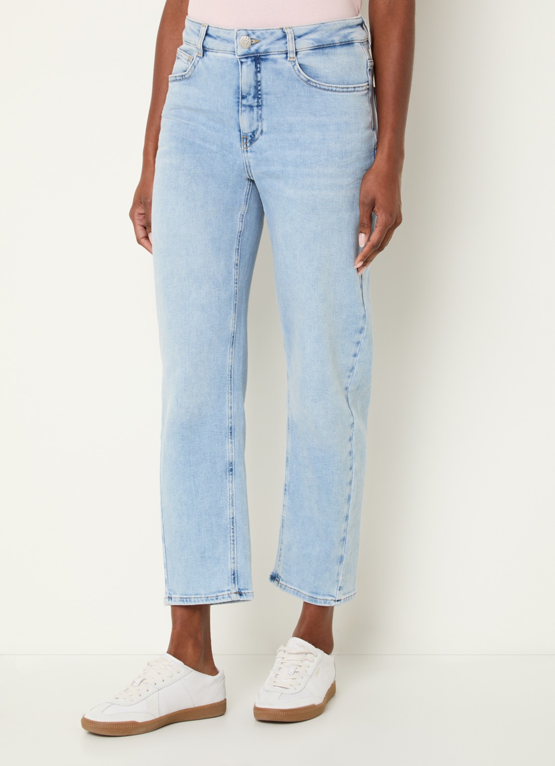 OPUS Minah Honest mid waist straight leg cropped jeans met steekzakken - detail 3 indigo