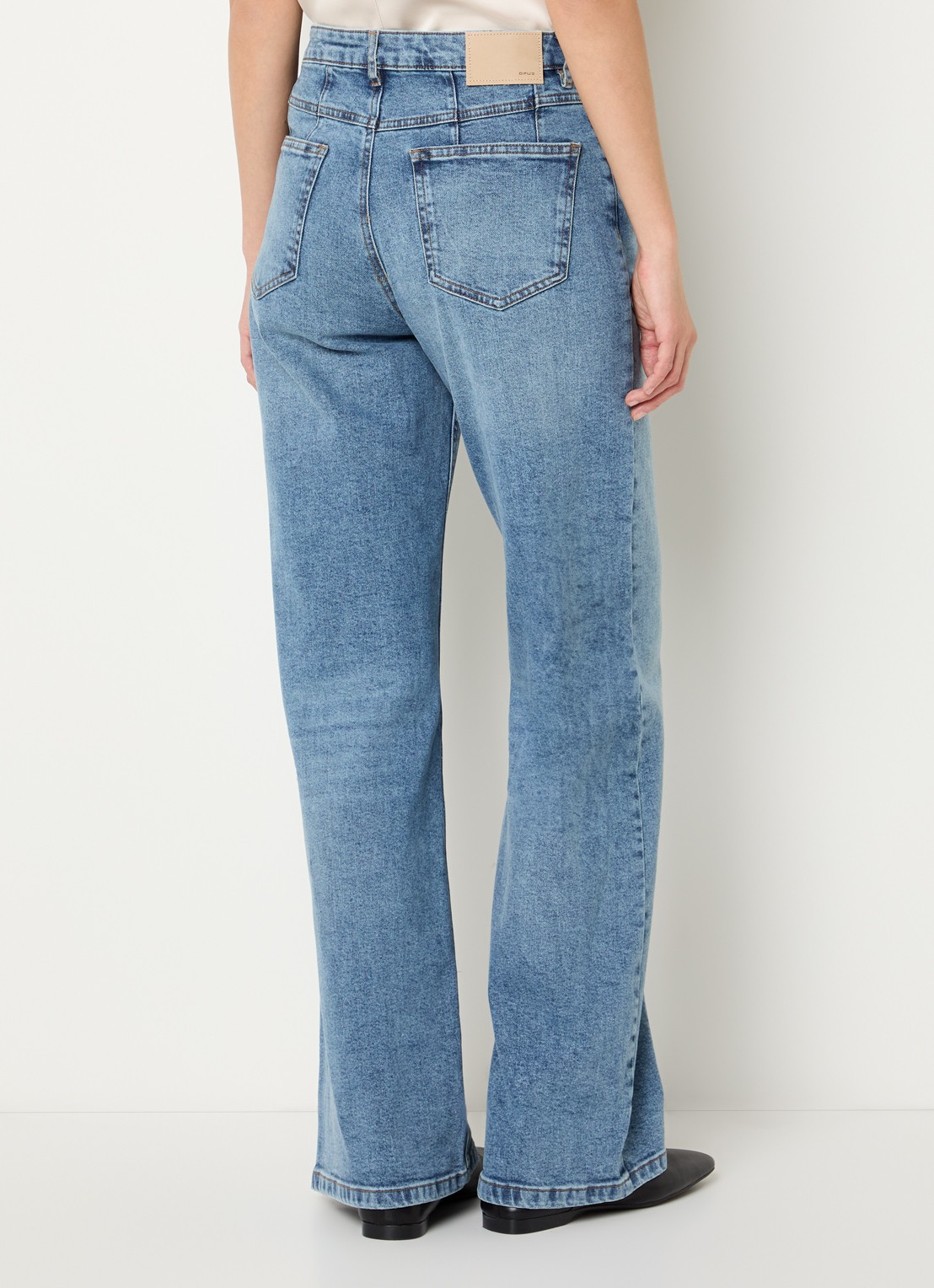 OPUS Miva high waist wide leg jeans met medium wassing - achterkant 3 indigo