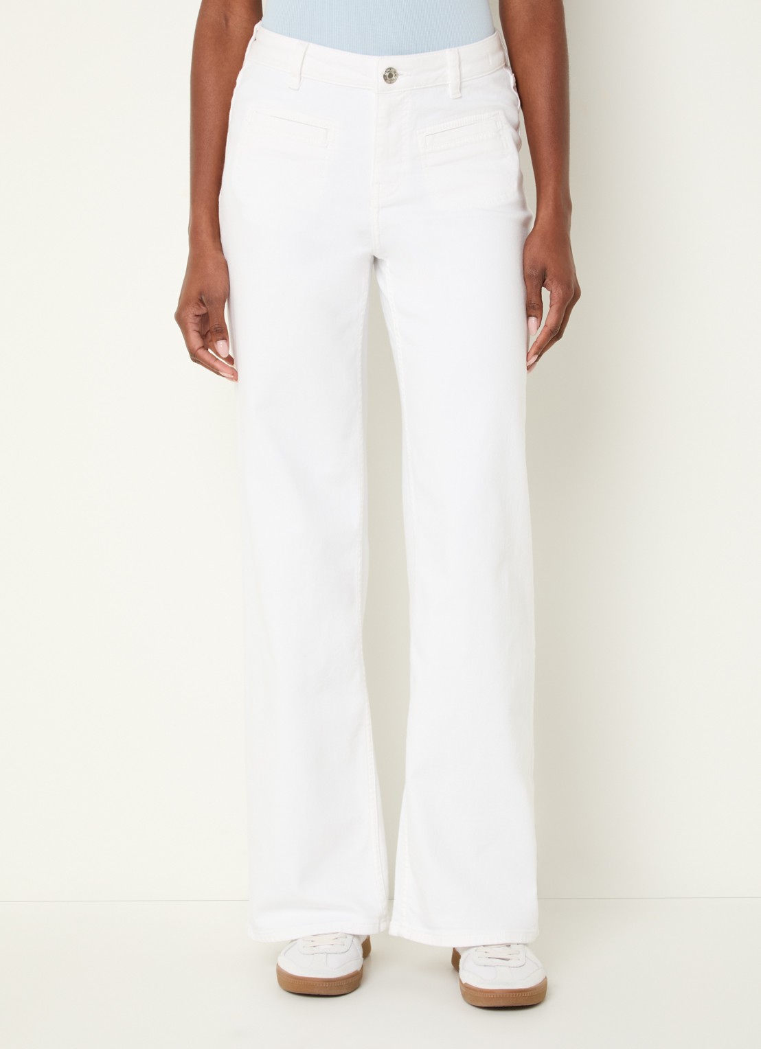 OPUS Miva Urban mid waist straight leg jeans met gekleurde wassing - detail 4 wit