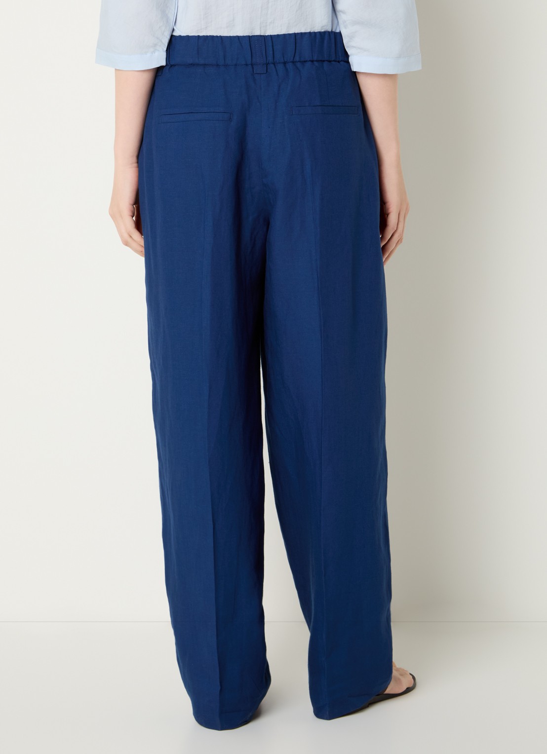 OPUS Moira high waist wide fit pantalon met steekzakken - achterkant blauw