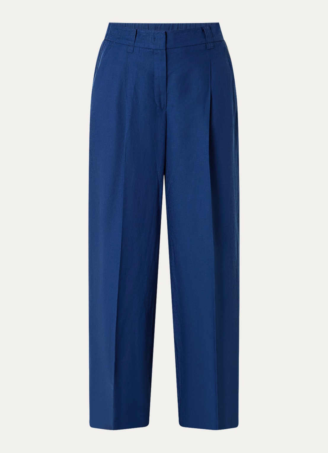 OPUS Moira high waist wide fit pantalon met steekzakken - voorkant 2 blauw
