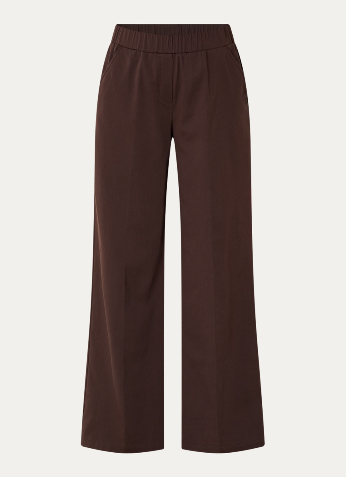 OPUS Mucia high waist straight fit broek met steekzakken - voorkant 2 bruin