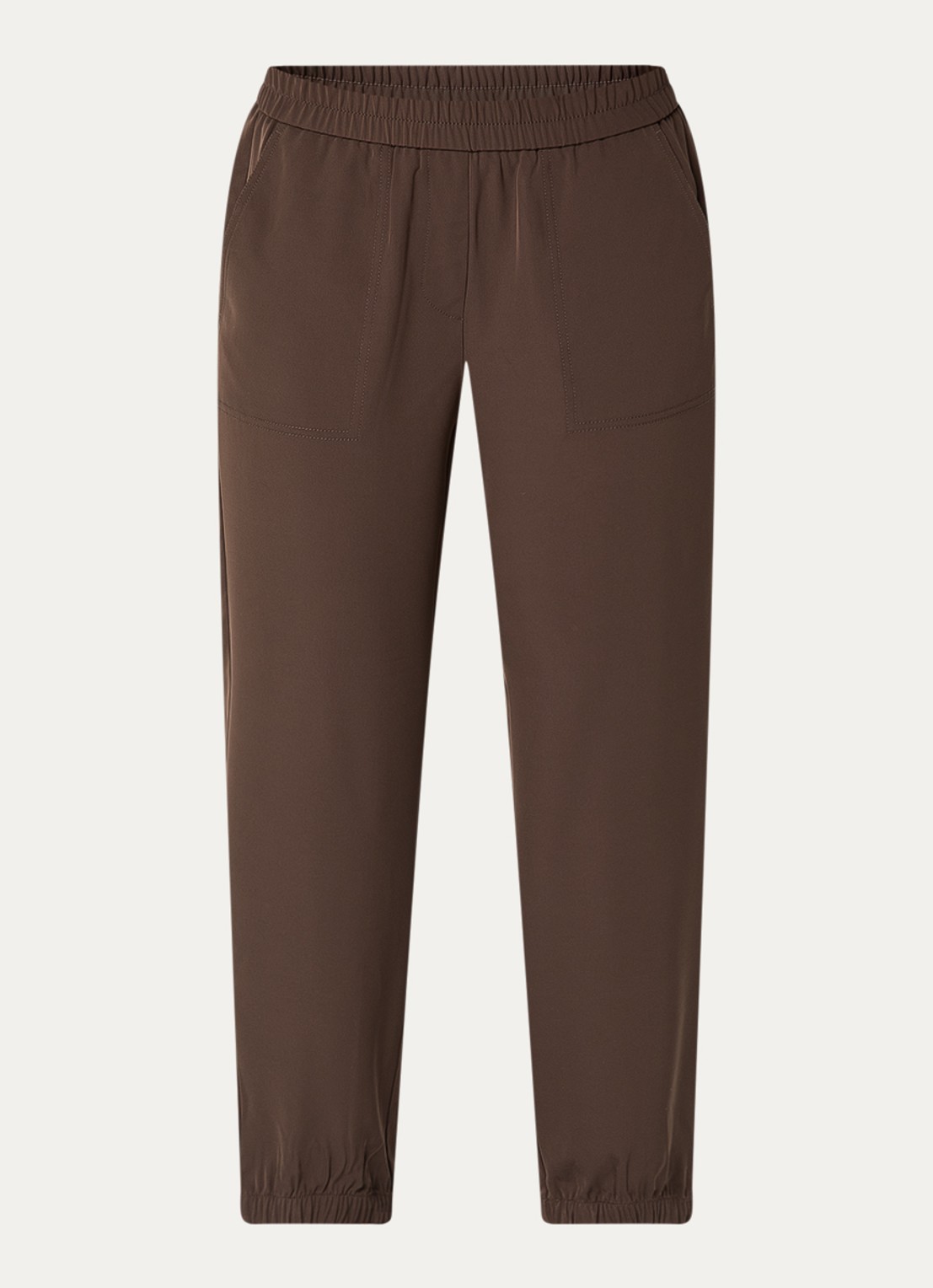 OPUS Myha high waist tapered fit joggingbroek met steekzakken - voorkant bruin