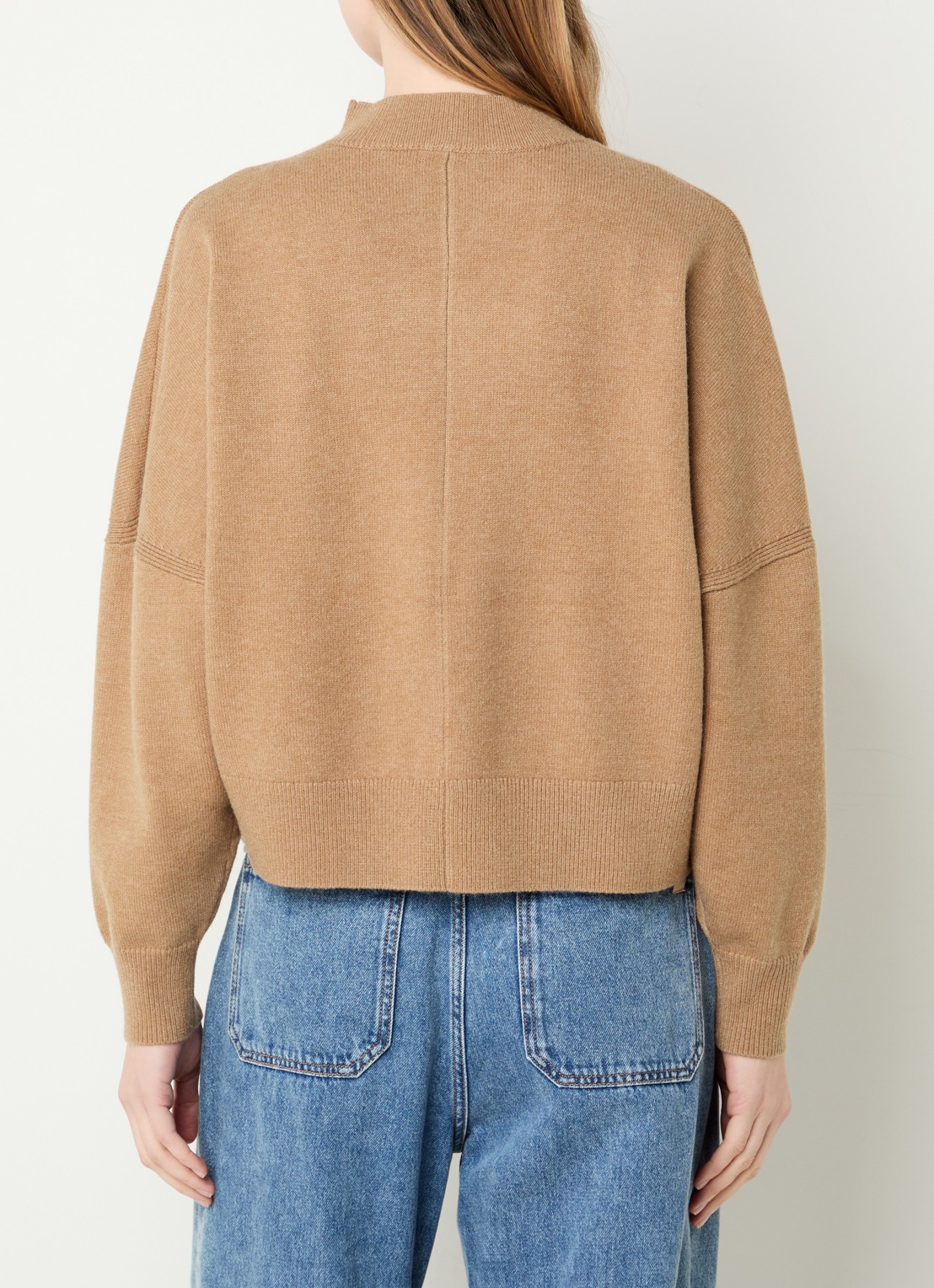 OPUS Pilas fijngebreide trui met opstaande kraag - achterkant 4 beige