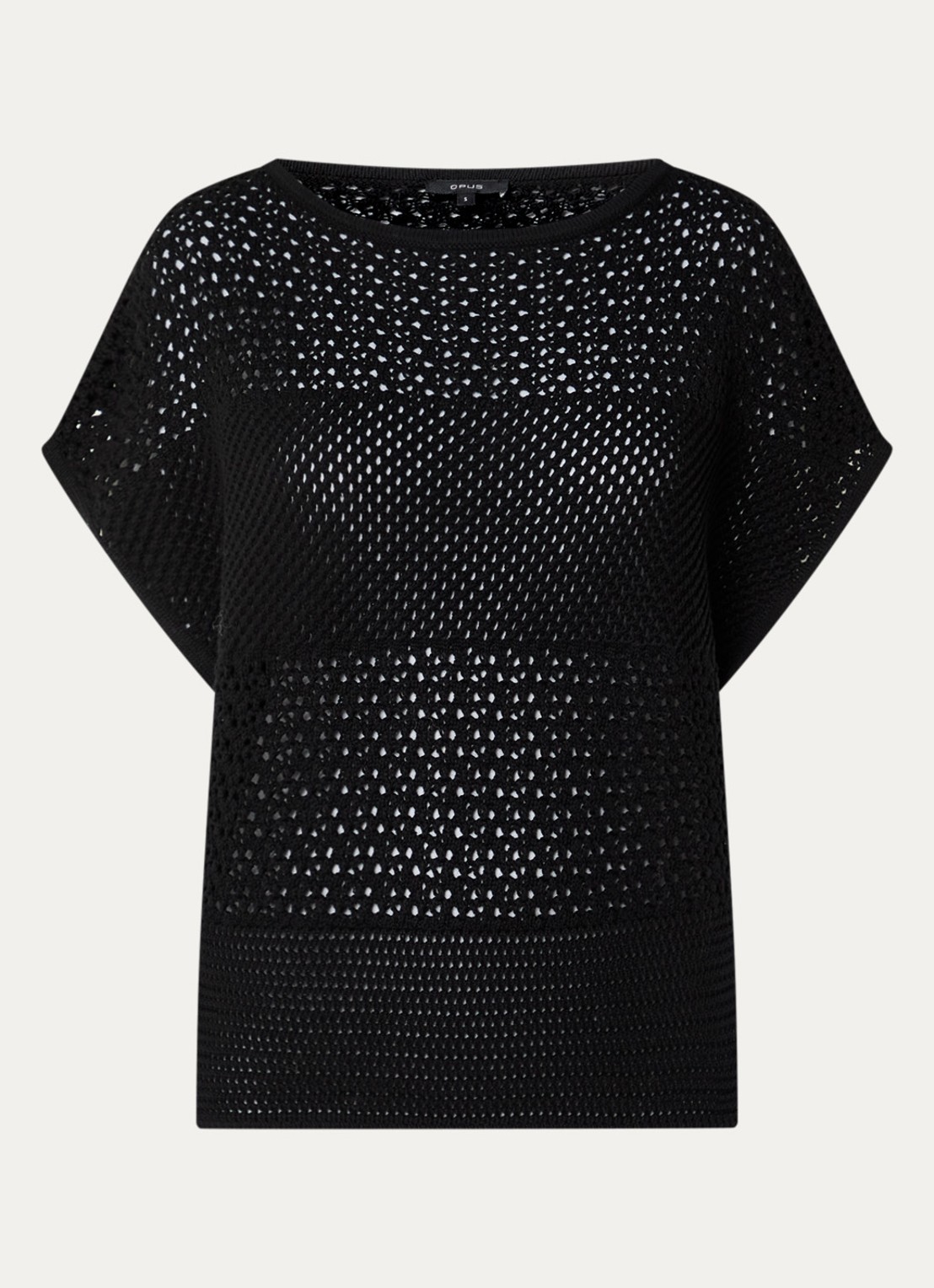 OPUS Polliva semi-transparante top met boothals - voorkant 3 zwart