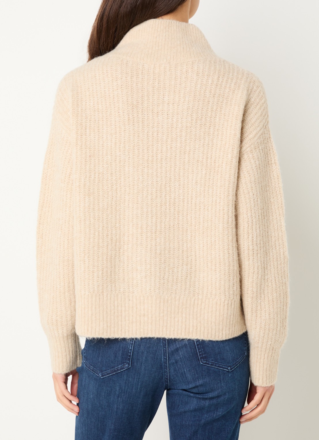 OPUS Ponelope grofgebreide trui in alpaca wolblend - achterkant 3 beige