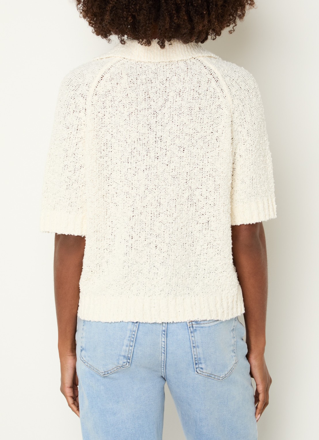 OPUS Posilly grofgebreide top met opengewerkt dessin - achterkant 4 beige