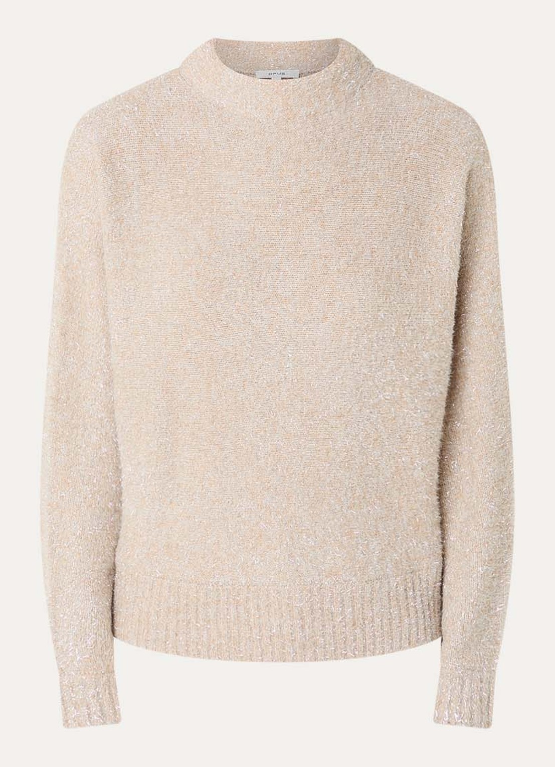 OPUS Posmic fijngebreide trui met lurex - voorkant creme