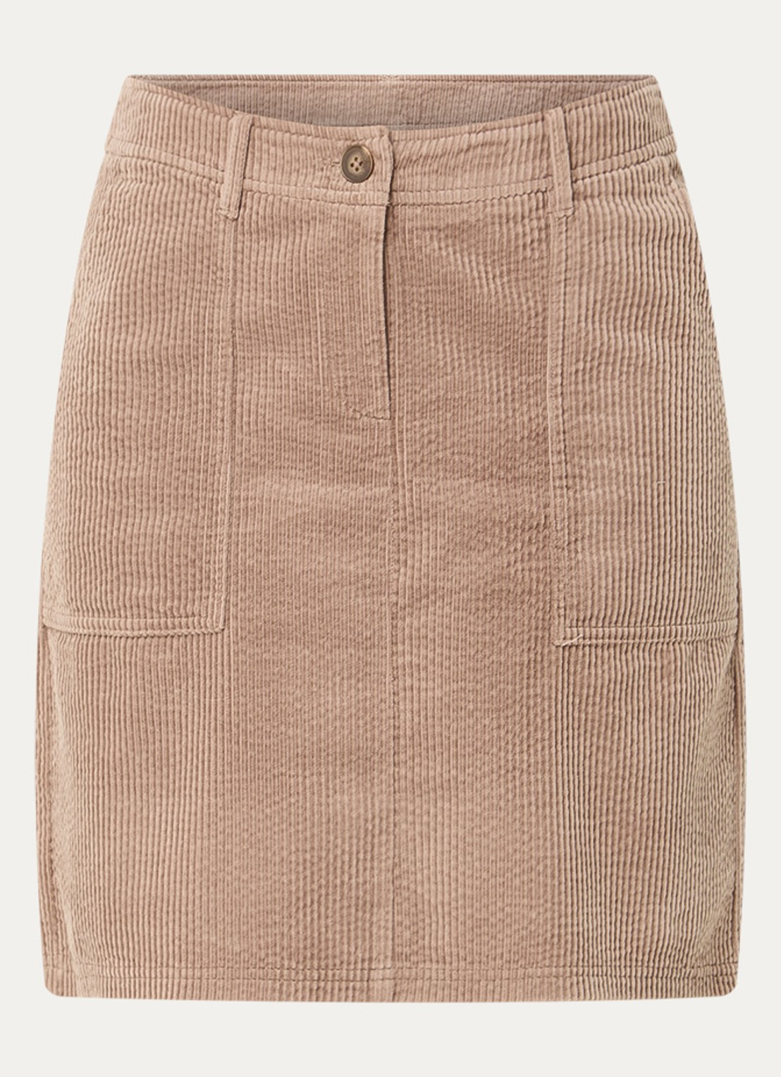 OPUS Reah mini rok van corduroy - voorkant 2 donkerbeige