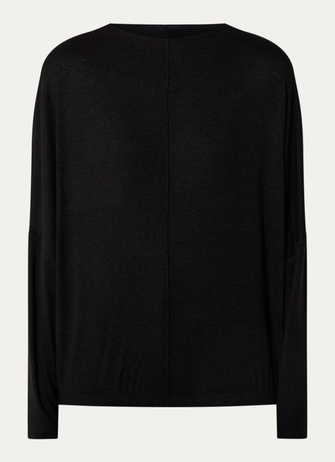 OPUS Sachto top van jersey met lurex en vleermuismouw - voorkant 2 zwart