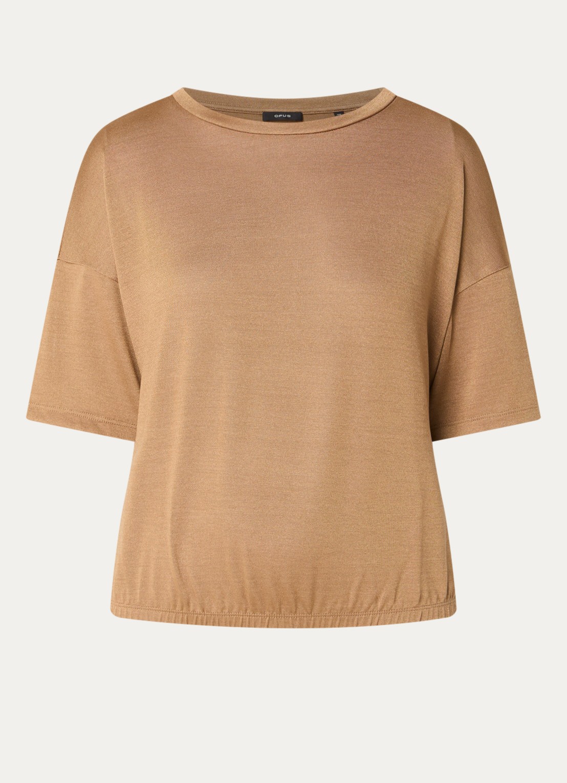 OPUS Salien T-shirt met ronde hals - voorkant camel