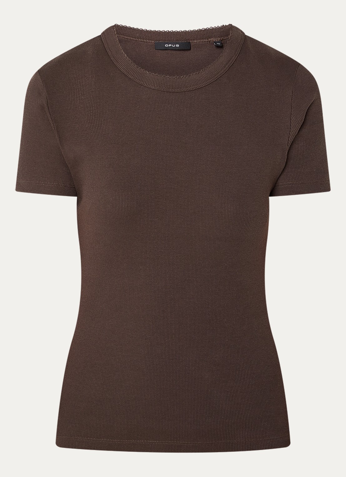 OPUS Samuna T-shirt met ronde hals - voorkant donkerbruin