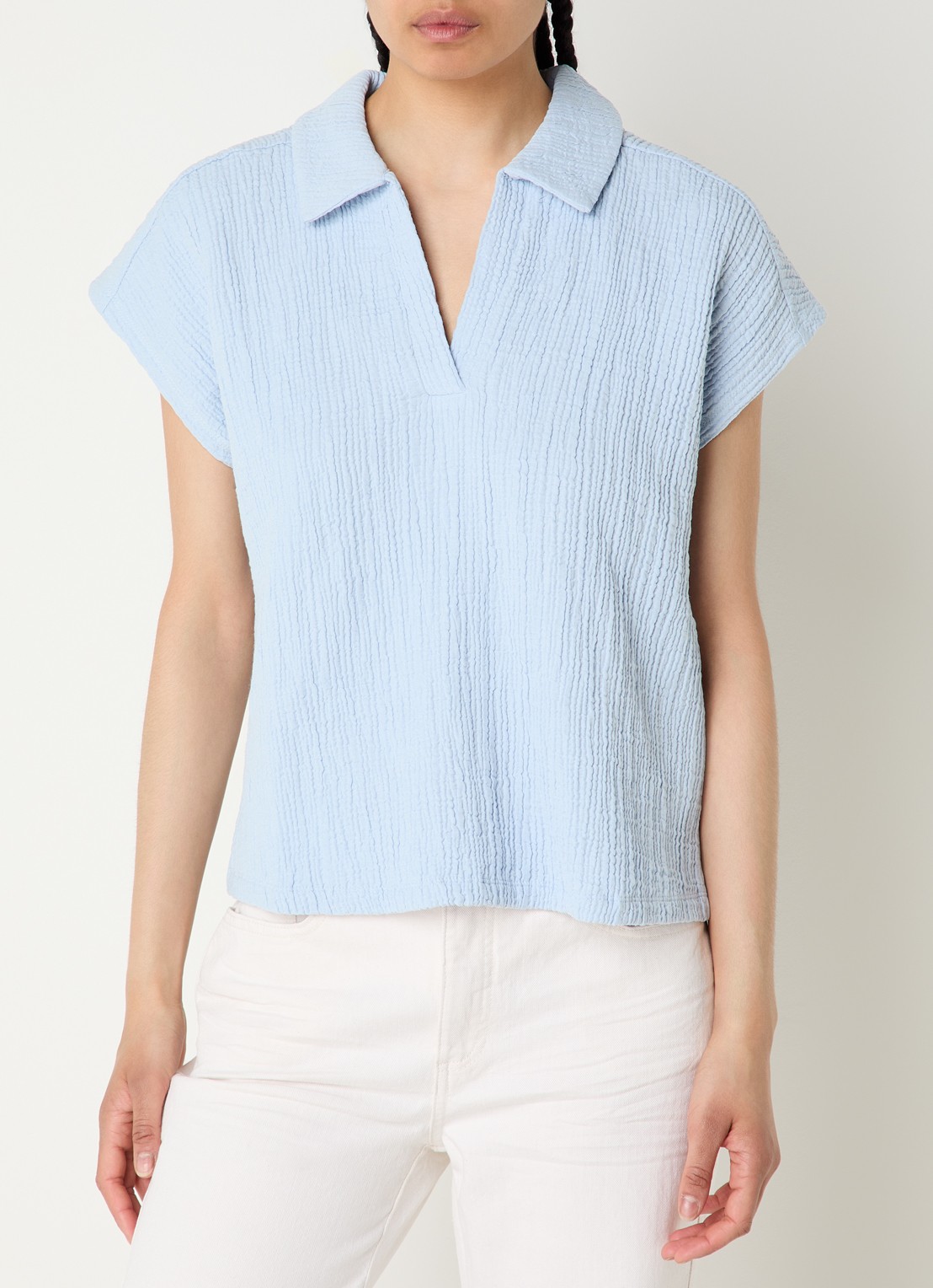 OPUS Santolini top met structuur - detail 4 lichtblauw