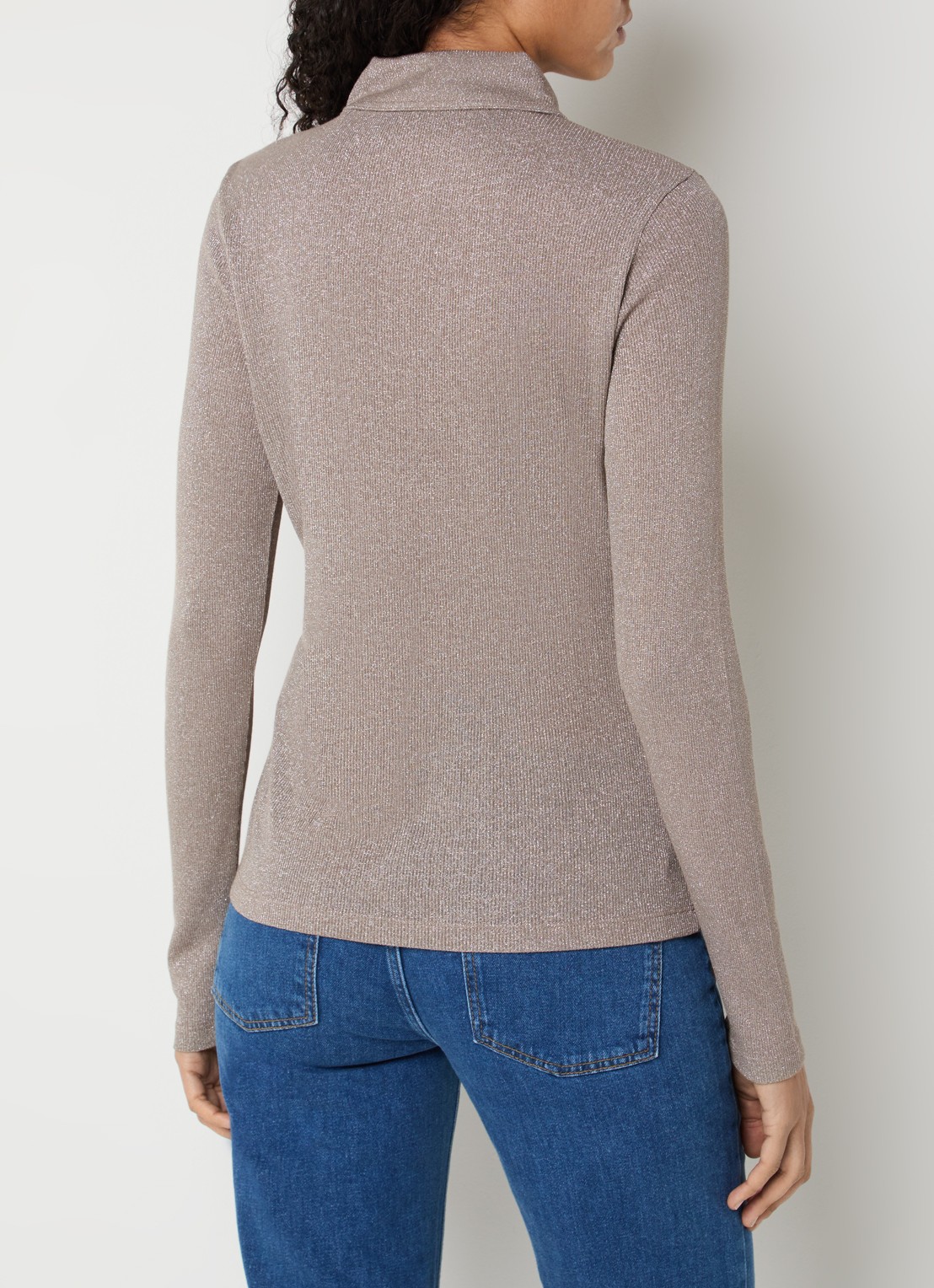 OPUS Sapippa fijngebreide top met lurex - achterkant 2 zand
