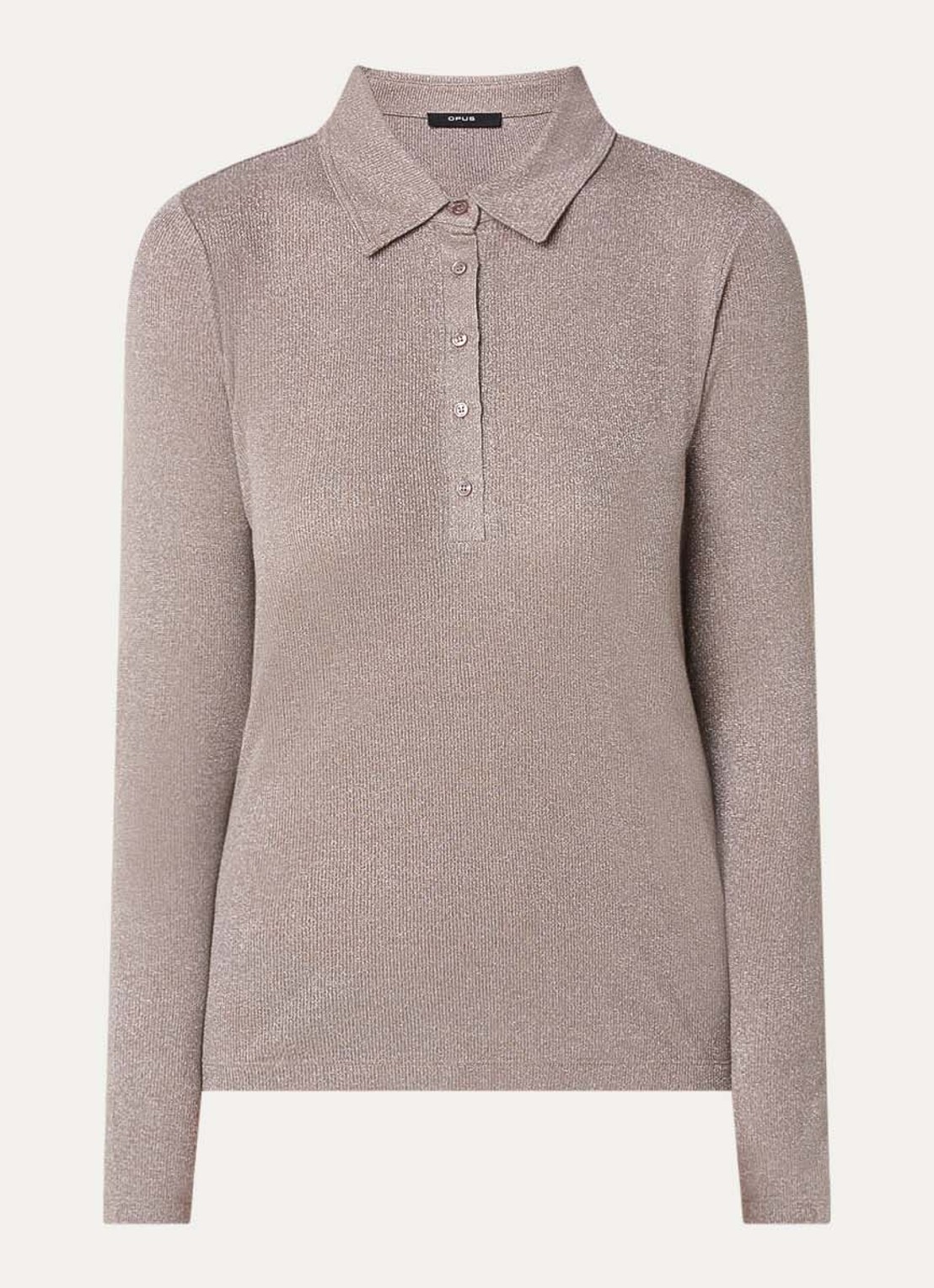 OPUS Sapippa fijngebreide top met lurex - voorkant 3 zand