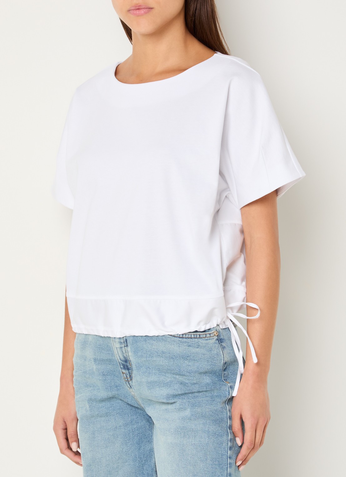 OPUS Sarzi T-shirt met strikdetail - detail wit