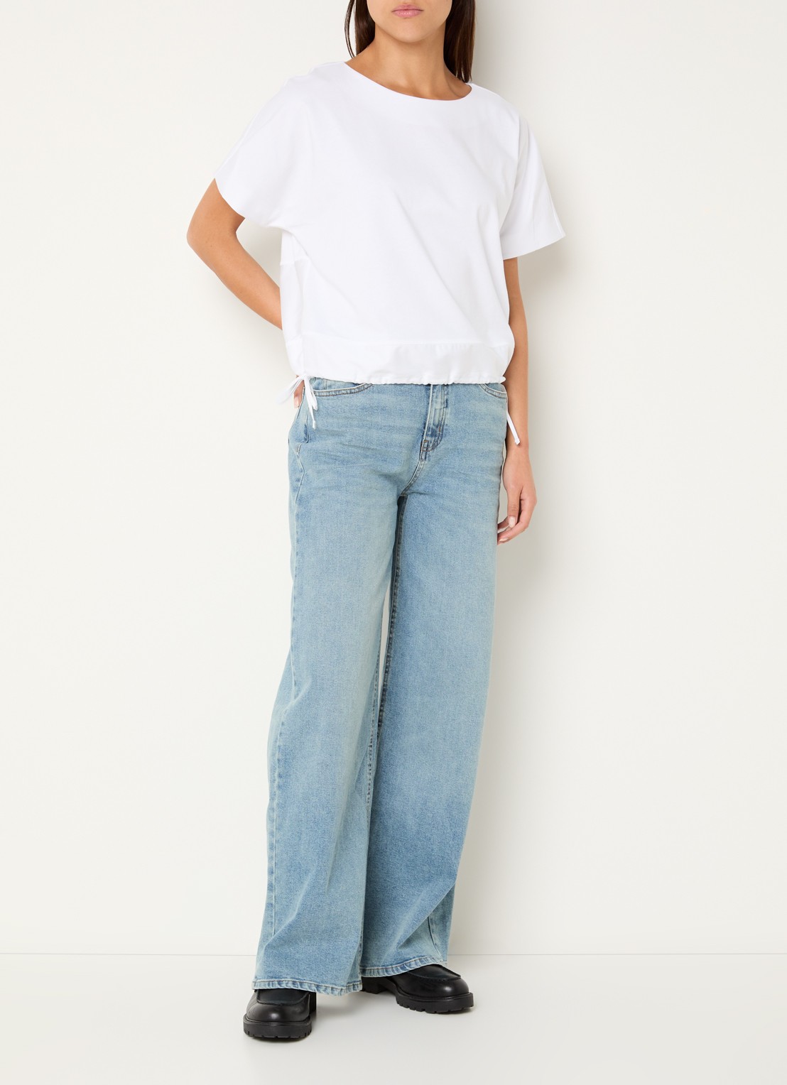 OPUS Sarzi T-shirt met strikdetail - voorkant 3 wit