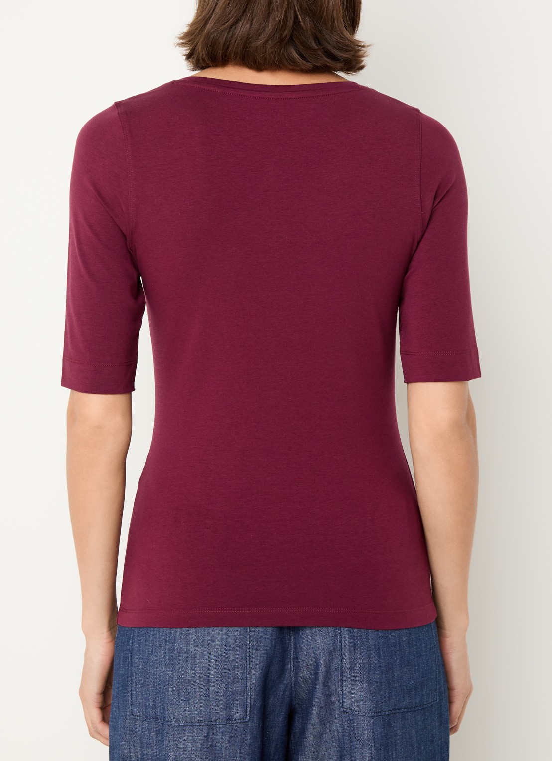 OPUS Serta top met ronde hals - achterkant 4 aubergine
