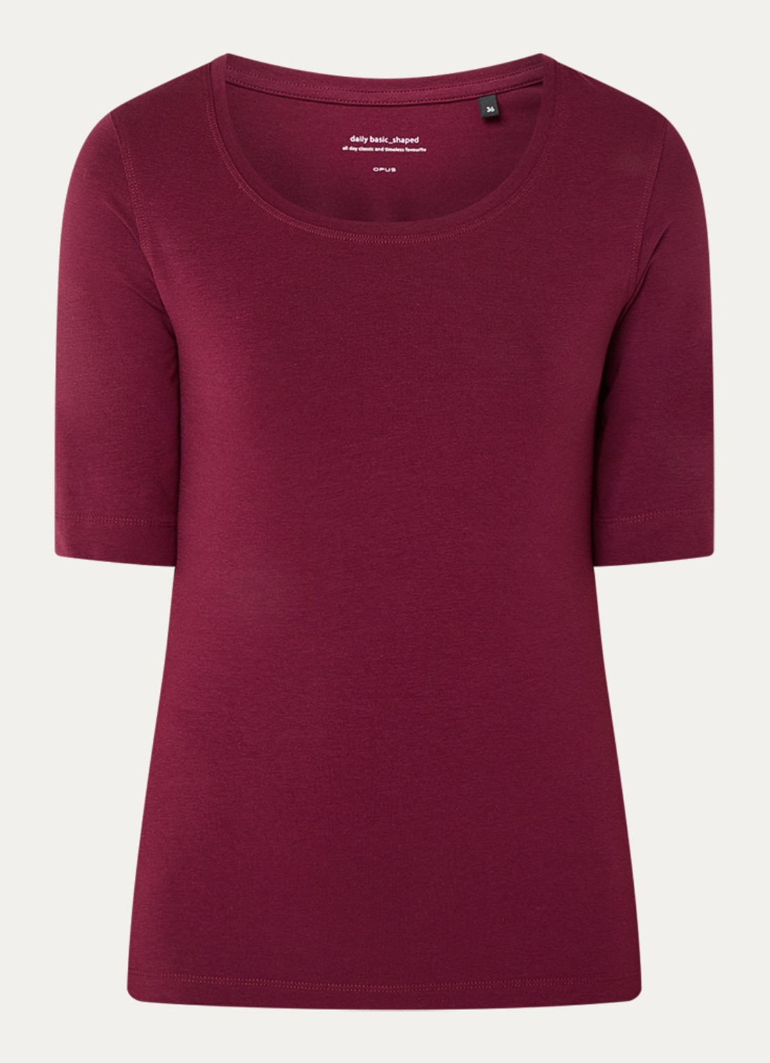 OPUS Serta top met ronde hals - voorkant aubergine