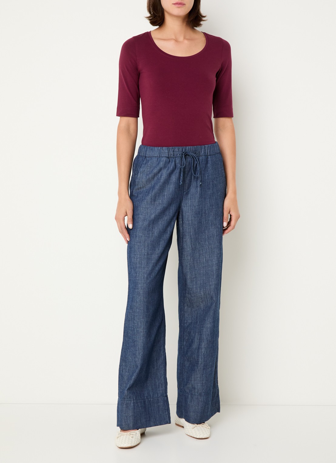 OPUS Serta top met ronde hals - voorkant 2 aubergine