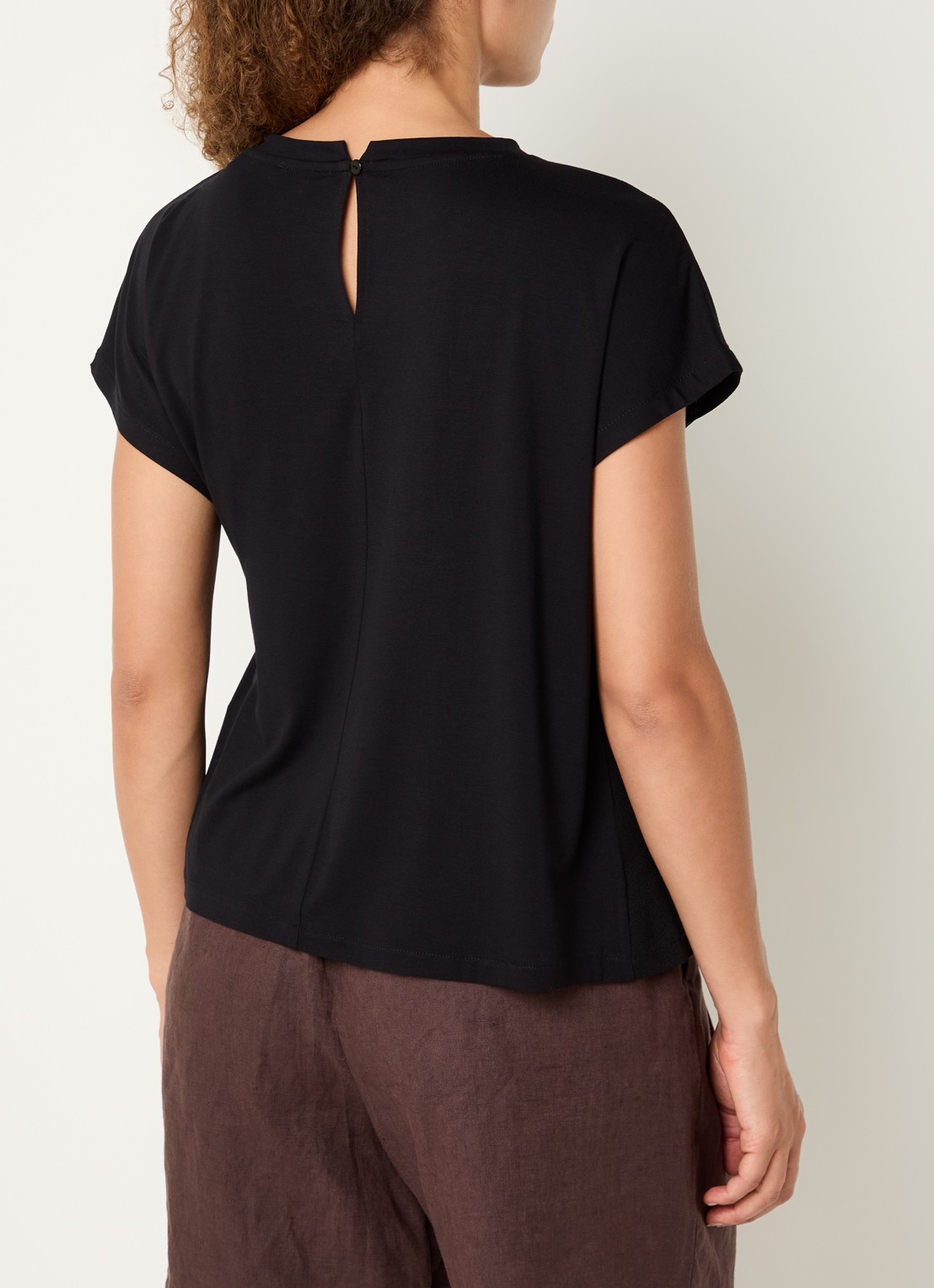 OPUS Sifem top van jersey met strikdetail - achterkant zwart
