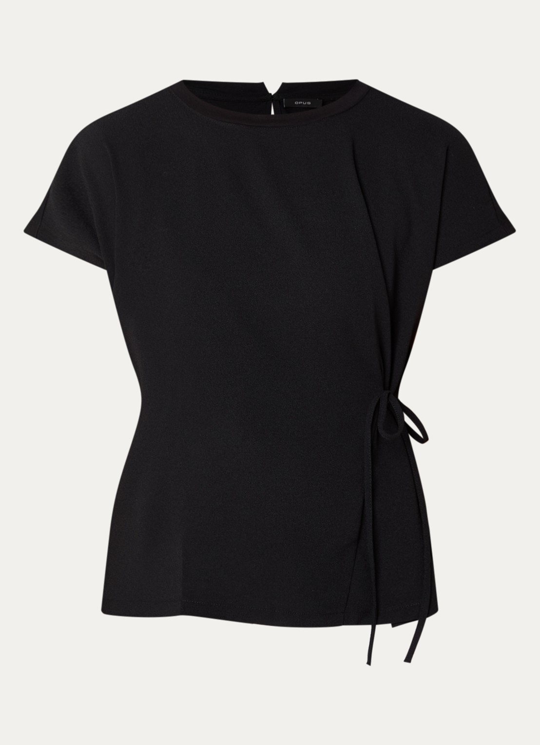OPUS Sifem top van jersey met strikdetail - voorkant 2 zwart