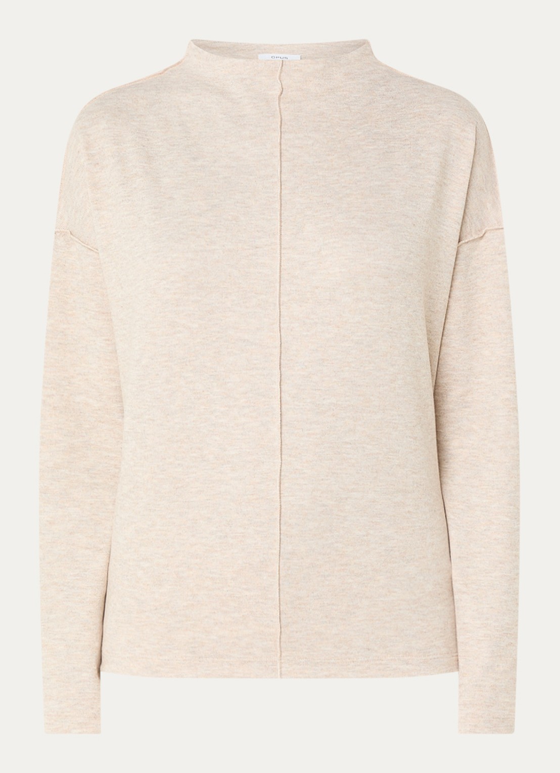 OPUS Sinzi top met opstaande kraag - voorkant 2 beige